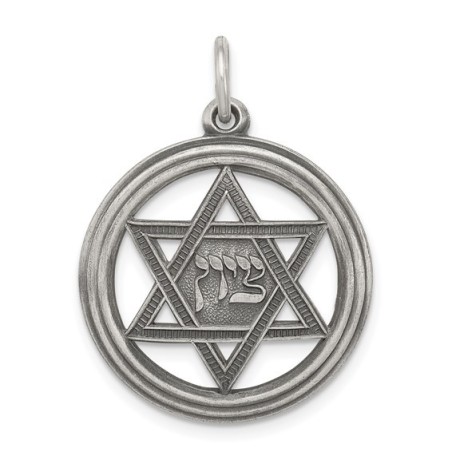 Sterling Silver Antiqued Zion Star of David Circle | Jewelry | Judaica