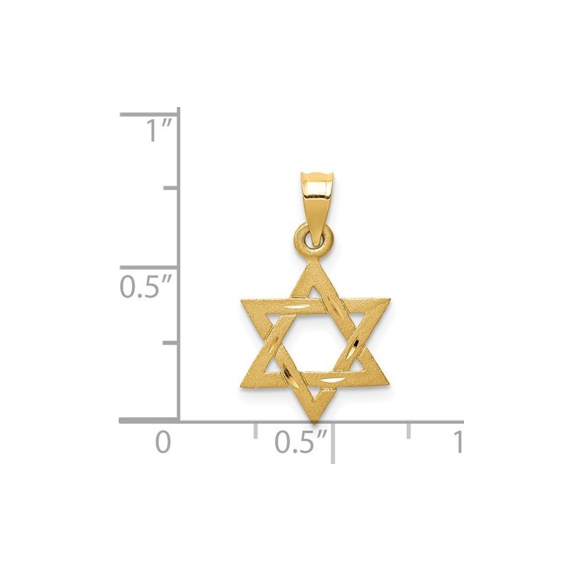 14k Satin Yellow Gold Textured Star Of David Penda | Jewelry | Judaica