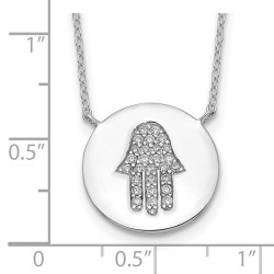 Sterling Silver Rhodium-Plated Hamsa CZ Necklace | Jewelry | Judaica