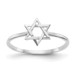 14k White Gold Polished Star of David Ring - Size  | Jewelry | Judaica