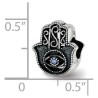 Sterling Silver Antiqued Blue Crystal Hamsa Bead | Jewelry | Judaica