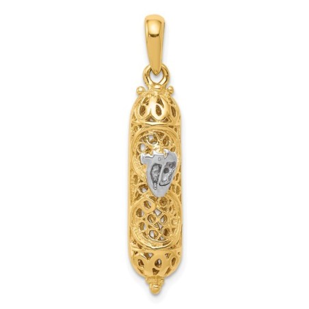 14k Two-Tone Gold Fancy Mezuzah Pendant | Jewelry | Judaica
