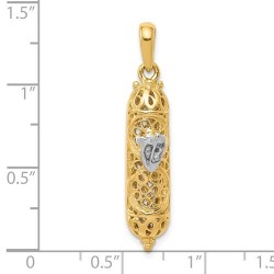 14k Two-Tone Gold Fancy Mezuzah Pendant | Jewelry | Judaica