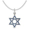 Sterling Silver Rhodium-Plated Enameled Blue Star  | Jewelry | Judaica