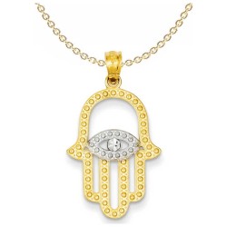 14k Yellow Gold Rhodium Plated Hamsa Pendant | Jewelry | Judaica