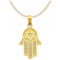 14k Yellow Gold Star Of David Hamsa Pendant | Jewelry | Judaica