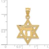 14k Yellow Gold Polished Chai in Star of David Pen | Jewelry | Judaica