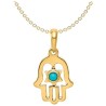14k Yellow Gold Star of David Turquoise Hamsa Pend | Jewelry | Judaica