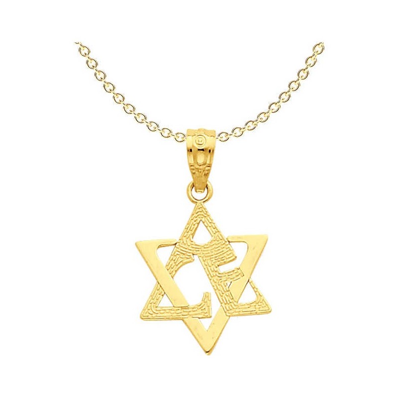 14k Yellow Gold Star of David Love Pendant | Jewelry | Judaica