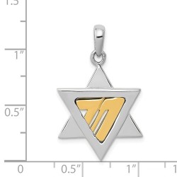 Contemporary Two-Tone 14k Gold Chai Star of David  | Jewelry | Judaica