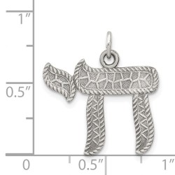 Sterling Silver Embossed Antiqued Chai Pendant | Jewelry | Judaica