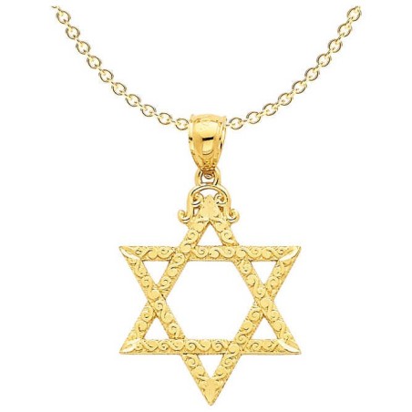 14k Yellow Gold Diamond-Cut Filigree Star of David | Jewelry | Judaica
