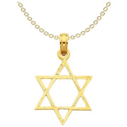 Large 14k Yellow Gold Textured Star of David Penda | Jewelry | Judaica