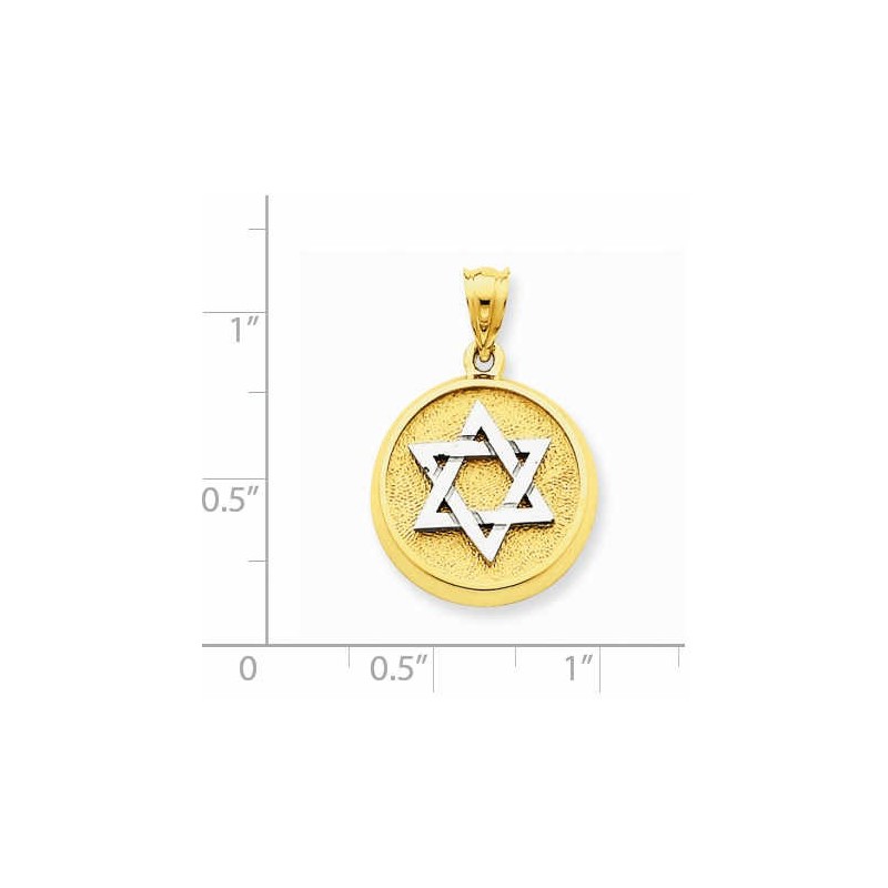 14k Two-Tone Gold Star Of David Disc Pendant | Jewelry | Judaica