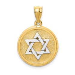 14k Two-Tone Gold Star Of David Disc Pendant | Jewelry | Judaica