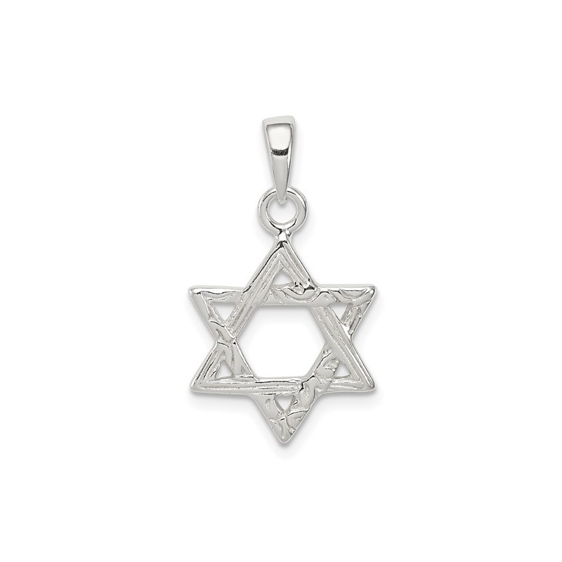 Sterling Silver Textured Star of David Pendant | Jewelry | Judaica