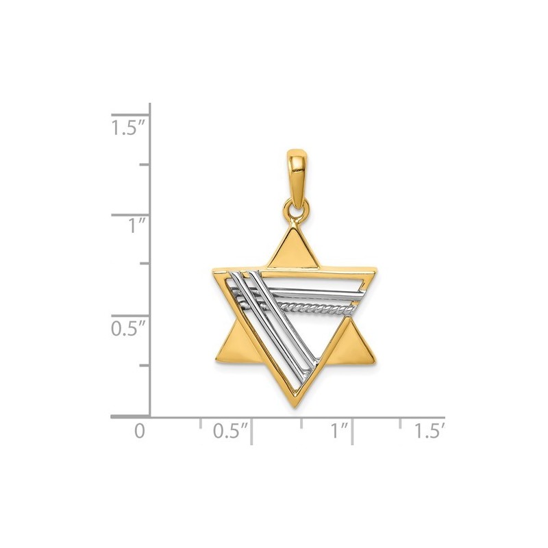 14k Two-Tone Gold Deluxe Star of David Pendant | Jewelry | Judaica