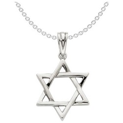 14k White Gold High-Polish Star of David Pendant | Jewelry | Judaica