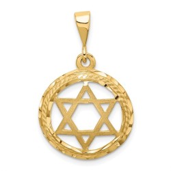 14k Yellow Gold Textured Star of David Circle Pend | Jewelry | Judaica