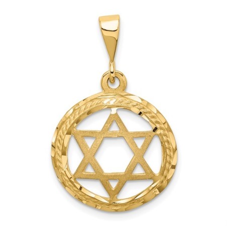 14k Yellow Gold Textured Star of David Circle Pend | Jewelry | Judaica
