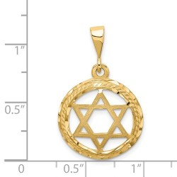 14k Yellow Gold Textured Star of David Circle Pend | Jewelry | Judaica
