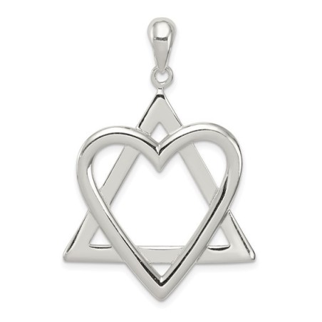 Sterling Silver Heart Star of David Pendant | Jewelry | Judaica