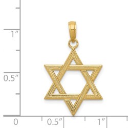 14k Polished Wood Grain Yellow Gold Chai Pendant | Jewelry | Judaica