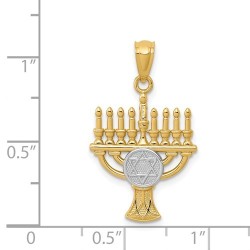 14k Yellow Gold With Rhodium Star of David Menorah | Jewelry | Judaica