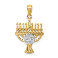 14k Yellow Gold With Rhodium Star of David Menorah | Jewelry | Judaica