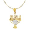 14k Yellow Gold With Rhodium Star of David Menorah | Jewelry | Judaica