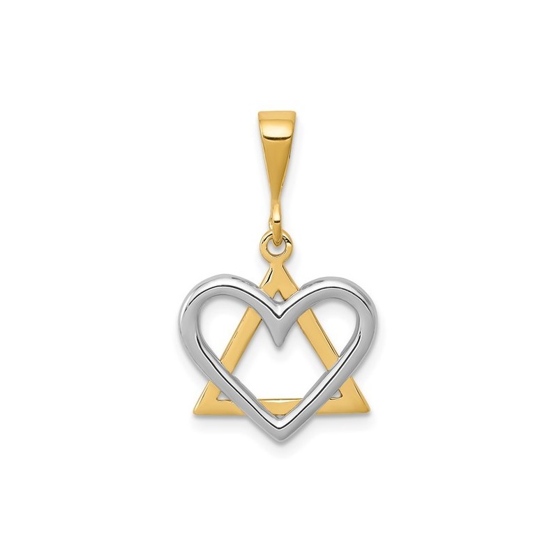 Small 14k Two-Tone Gold Heart Star of David Pendan | Jewelry | Judaica