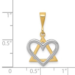 Small 14k Two-Tone Gold Heart Star of David Pendan | Jewelry | Judaica