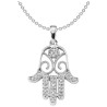 Sterling Silver Hamsa CZ Pendant | Jewelry | Judaica