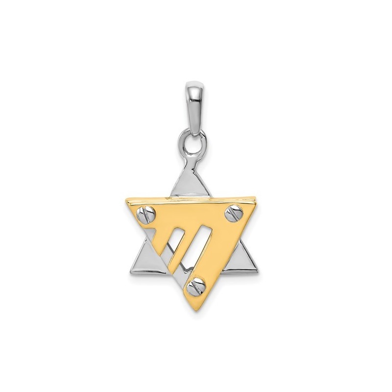 14k Two-Tone Gold Modern Chai Star of David Chai P | Jewelry | Judaica