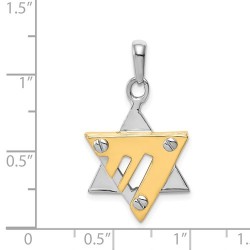 14k Two-Tone Gold Modern Chai Star of David Chai P | Jewelry | Judaica