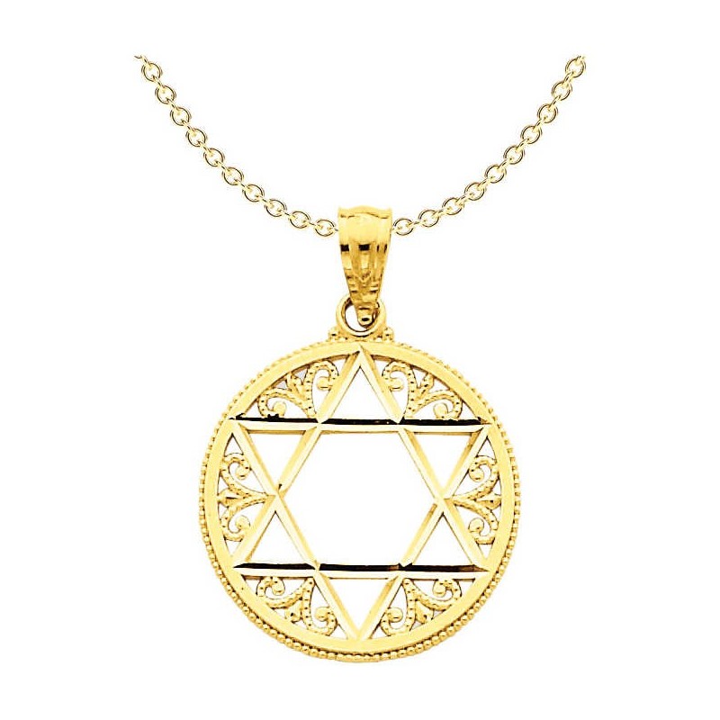 14k Yellow Gold Filigree Star of David Pendant | Jewelry | Judaica
