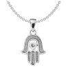Sterling Silver Hamsa Glass Stone Pendant | Jewelry | Judaica