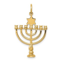 14k Yellow Gold Star of David Menorah Pendant | Jewelry | Judaica