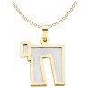 14k Two-Tone Gold Raised Border Chai Pendant | Jewelry | Judaica