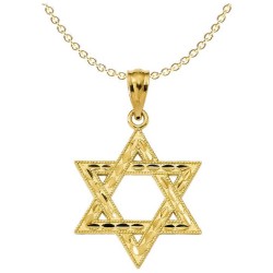 14k Yellow Gold Polished Diamond-Cut Star of David | Jewelry | Judaica