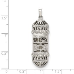 Sterling Silver Ornamental Mezuzah Pendant | Jewelry | Judaica