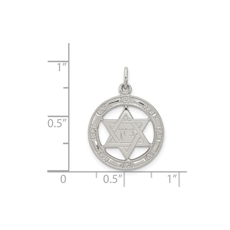 Sterling Silver Round Zion Star of David Pendant | Jewelry | Judaica