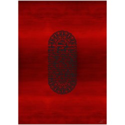 "Mezuza" a Black on Red Papercut Vision Hand Signe | Art | Judaica