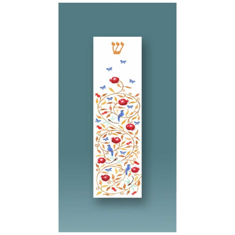 Pomegranates & Butterfly Car Mezuzah Case By Micki | Mezuzahs | Judaic