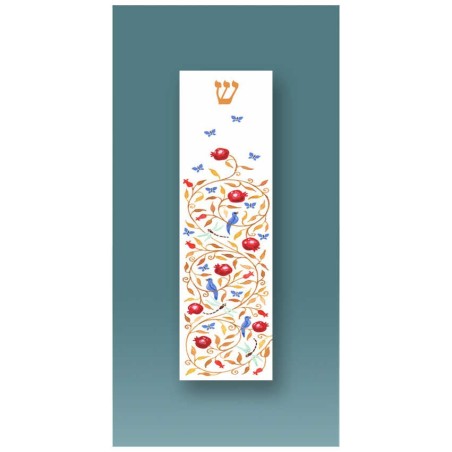 Pomegranates & Butterfly Car Mezuzah Case By Micki | Mezuzahs | Judaic