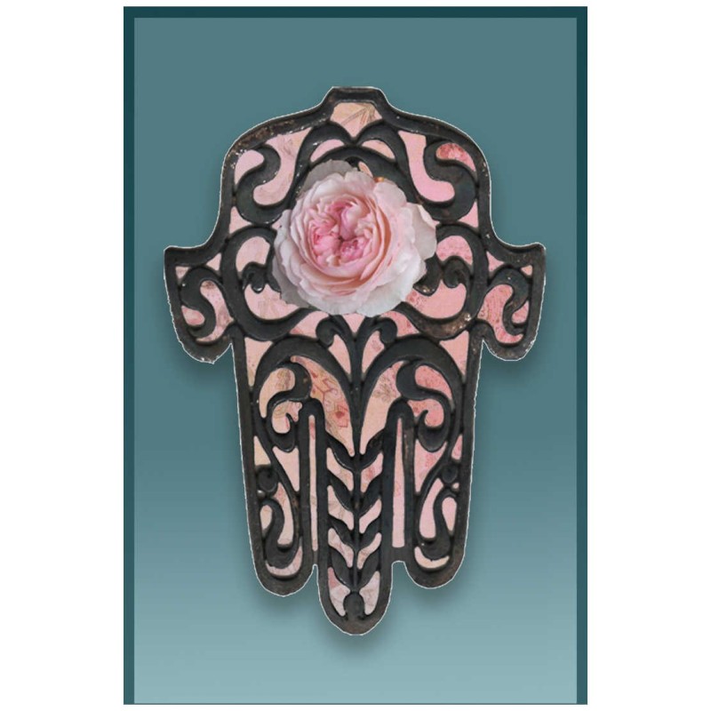Rose Hamsa Car Mezuzah Case By Mickie Caspi | Mezuzahs | Judaica