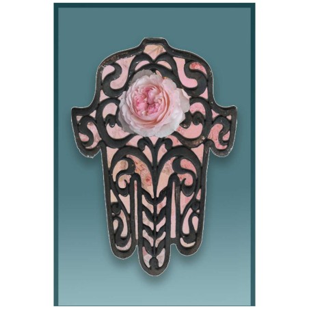 Rose Hamsa Car Mezuzah Case By Mickie Caspi | Mezuzahs | Judaica