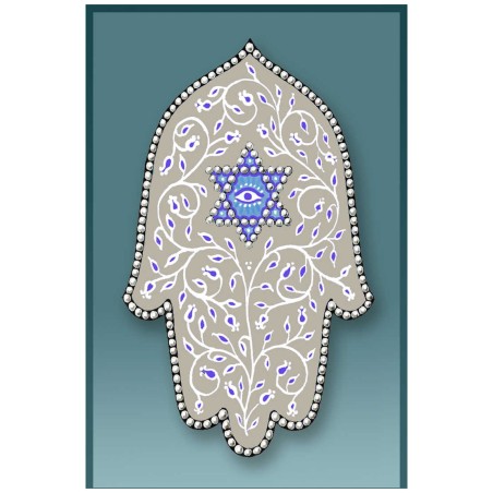 Gray Hamsa Car Mezuzah Case By Mickie Caspi | Mezuzahs | Judaica