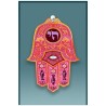 Hamsa Red Chai Car Mezuzah Case By Mickie Caspi | Mezuzahs | Judaica
