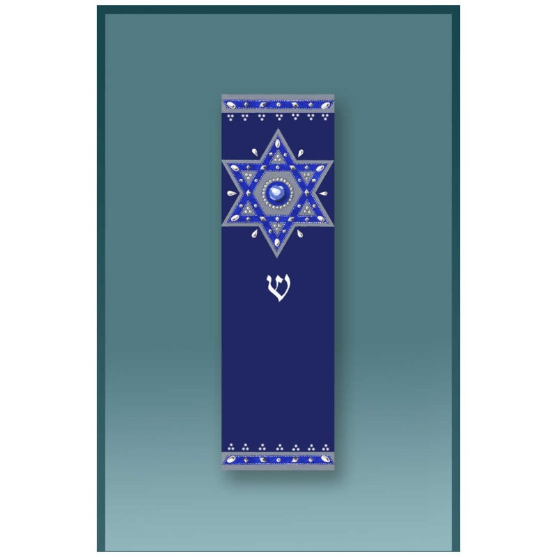 Royal Blue Star Car Mezuzah Case By Mickie Caspi | Mezuzahs | Judaica